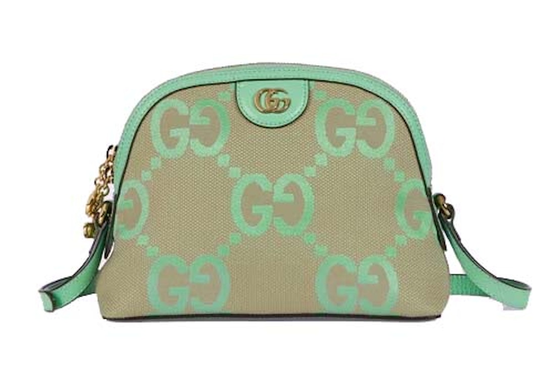 Pre-owned Gucci Ophidia Jumbo Gg Small Shoulder Bag Camel/mint