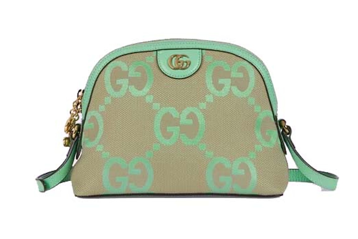 Pre-owned Gucci Ophidia Jumbo Gg Small Shoulder Bag Camel/mint