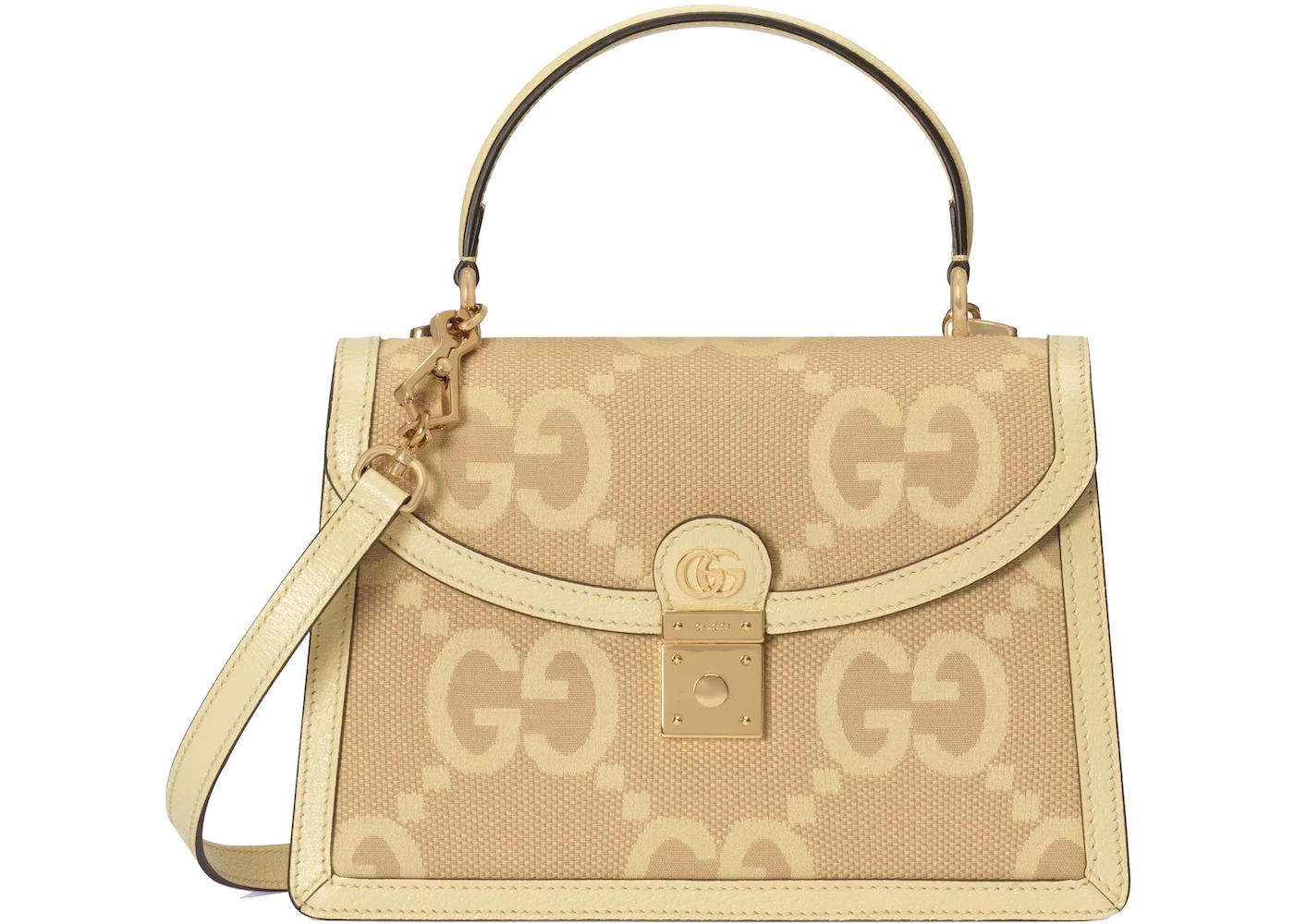 Gucci Ophidia Jumbo GG Top Handle Bag Camel/Banana in Canvas with Gold ...
