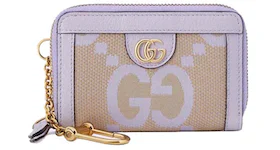 Gucci Ophidia Jumbo GG Zip Around Card Case Beige/Lilac