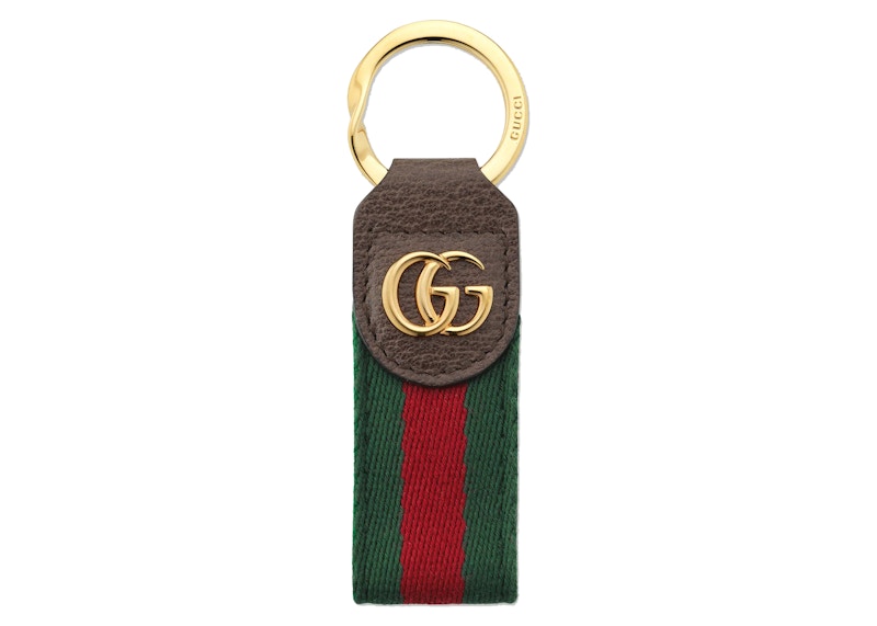 Gucci Ophidia Keychain Green Red in GG Supreme Canvas with Gold