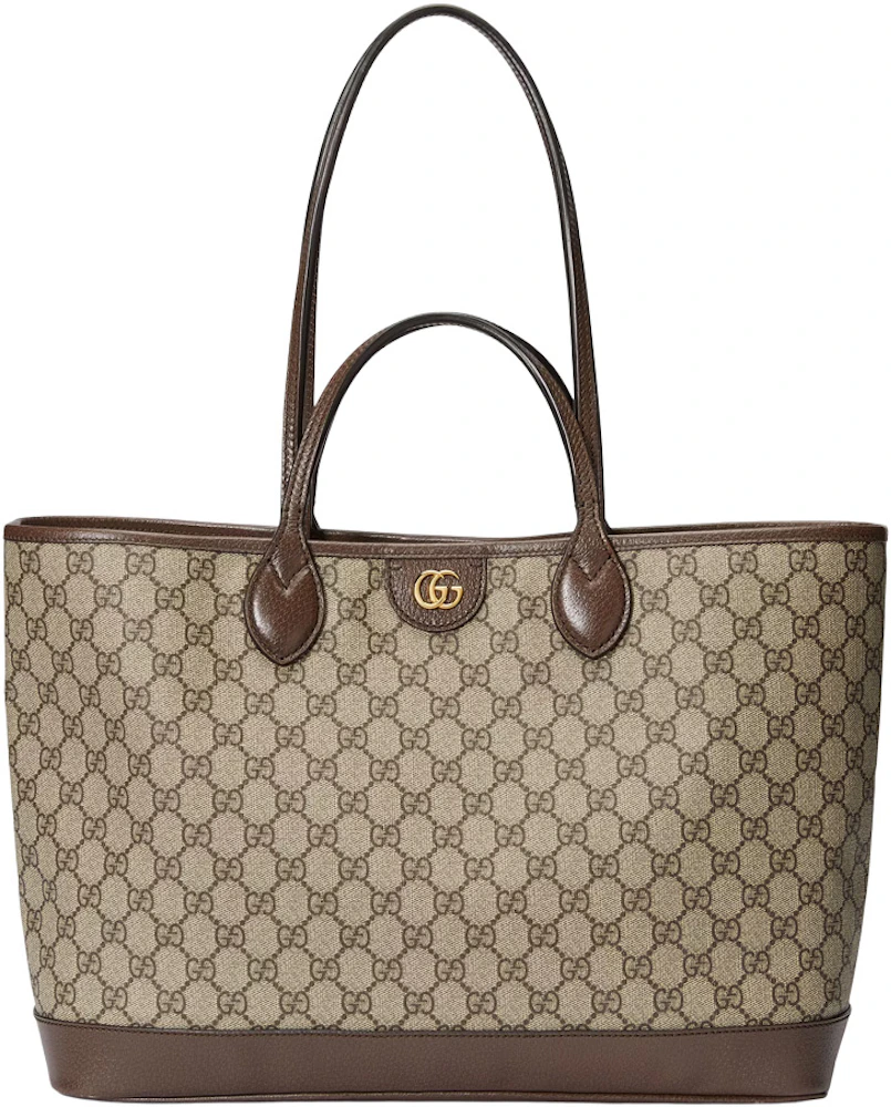 Gucci Ophidia Medium Tote Bag Beige/Ebony in GG Supreme Canvas with ...