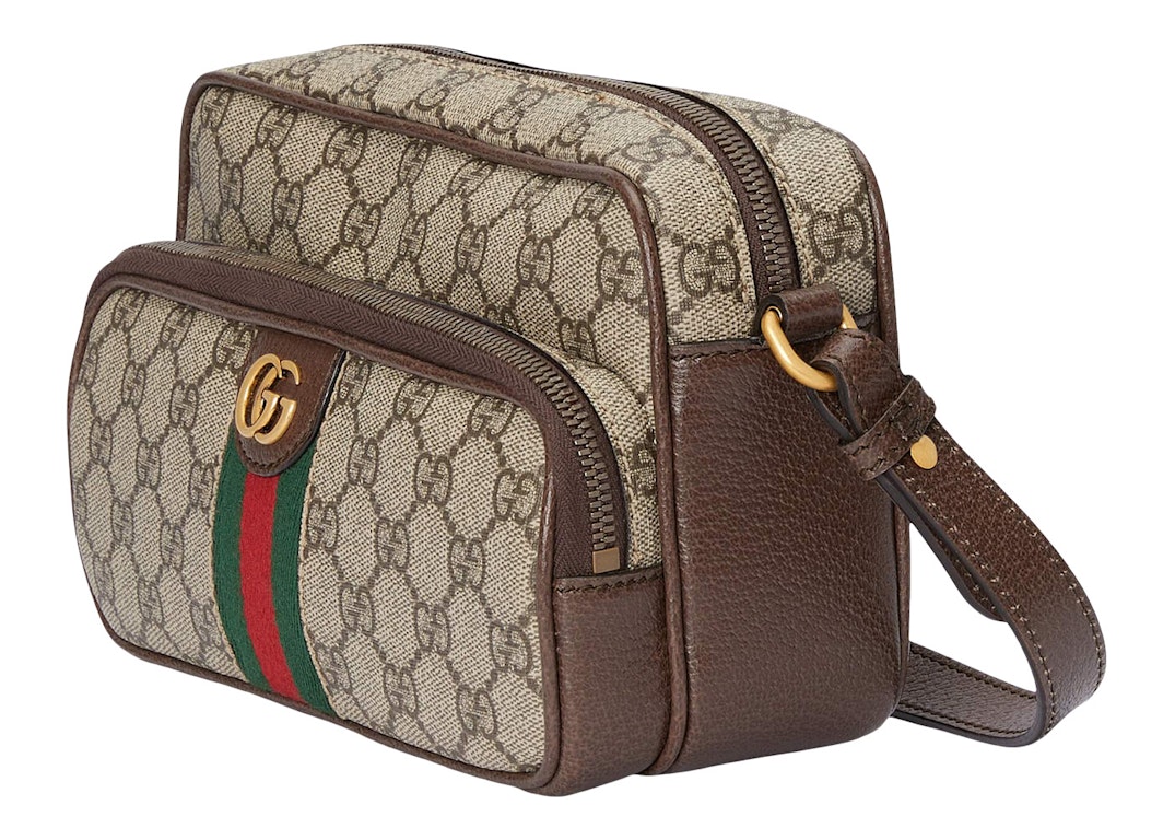 Pre-owned Gucci Ophidia Messenger Bag Small Gg Supreme Beige/ebony