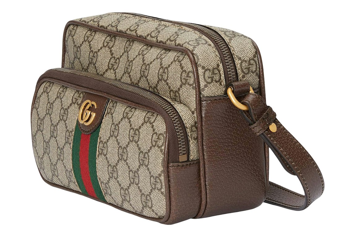 Pre-owned Gucci Ophidia Messenger Bag Small Gg Supreme Beige/ebony