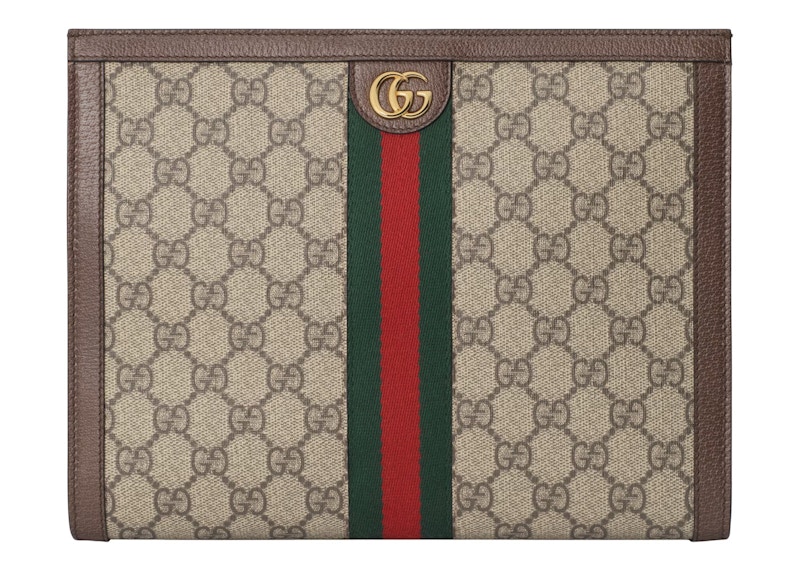 Gucci Ophidia Pouch Beige Ebony in GG Supreme Canvas with Brown