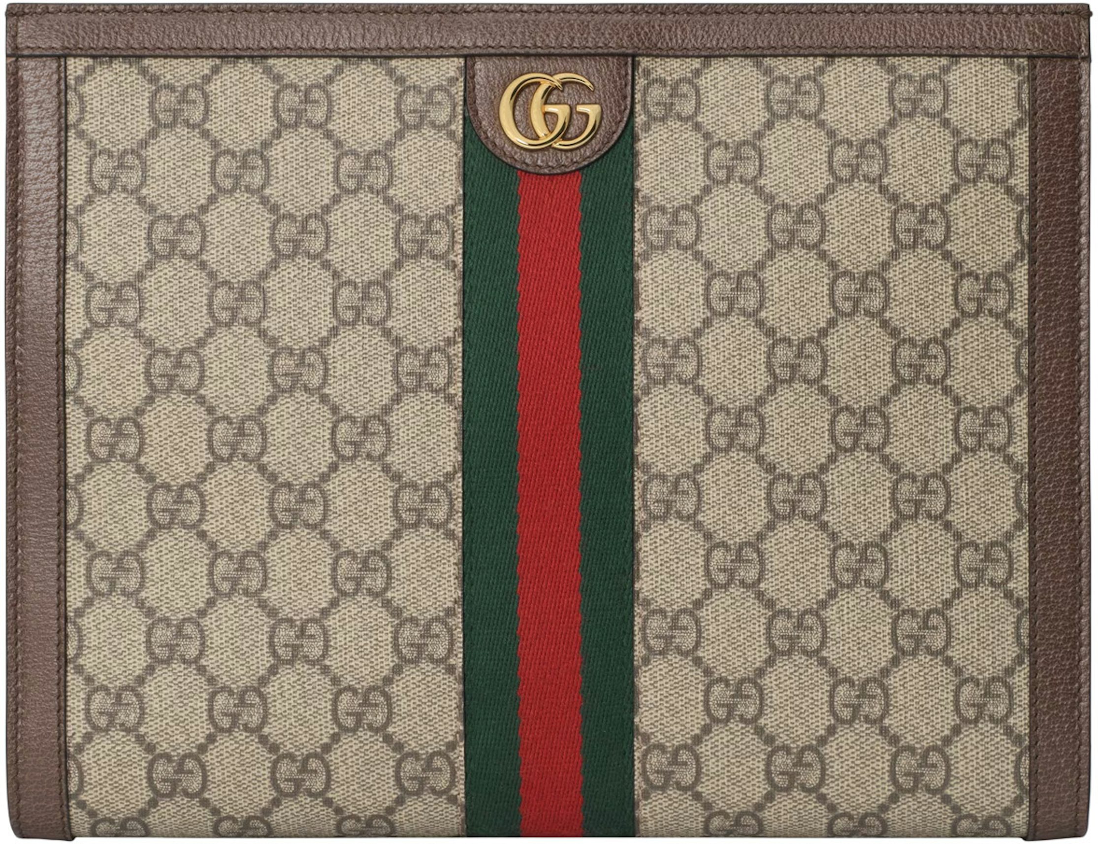 Gucci Ophidia Pouch Beige/Ebony in GG Supreme Canvas with Brown Leather  Trim with Gold-tone - US
