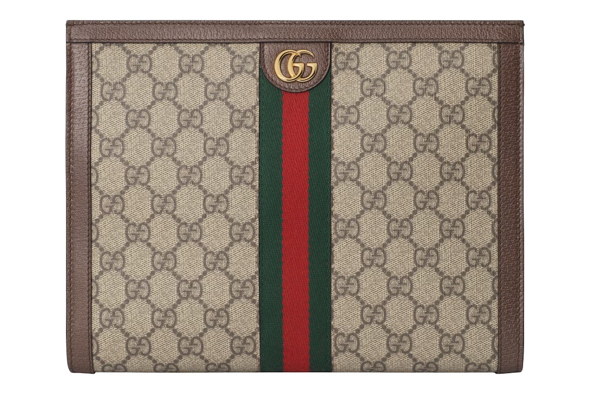 Pre-owned Gucci Ophidia Pouch Beige/ebony