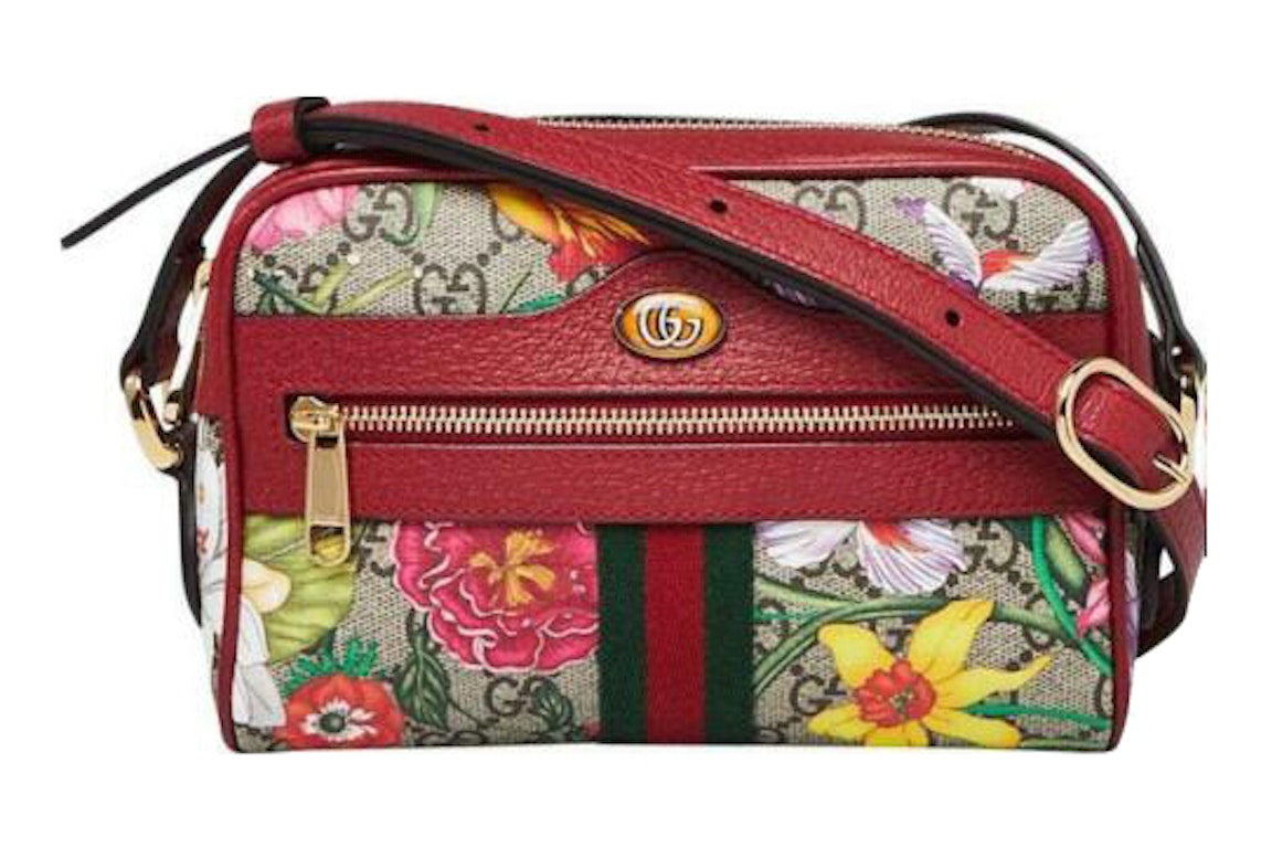 Pre-owned Gucci Ophidia Red Flora Shoulder Bag Small Red