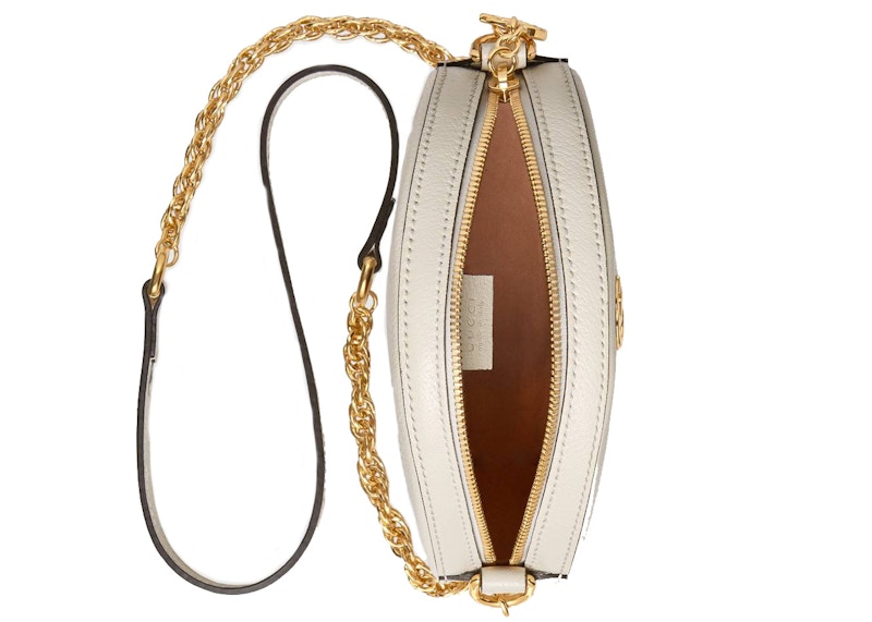 Gucci Ophidia Round Shoulder Bag Mini White in Leather with Gold