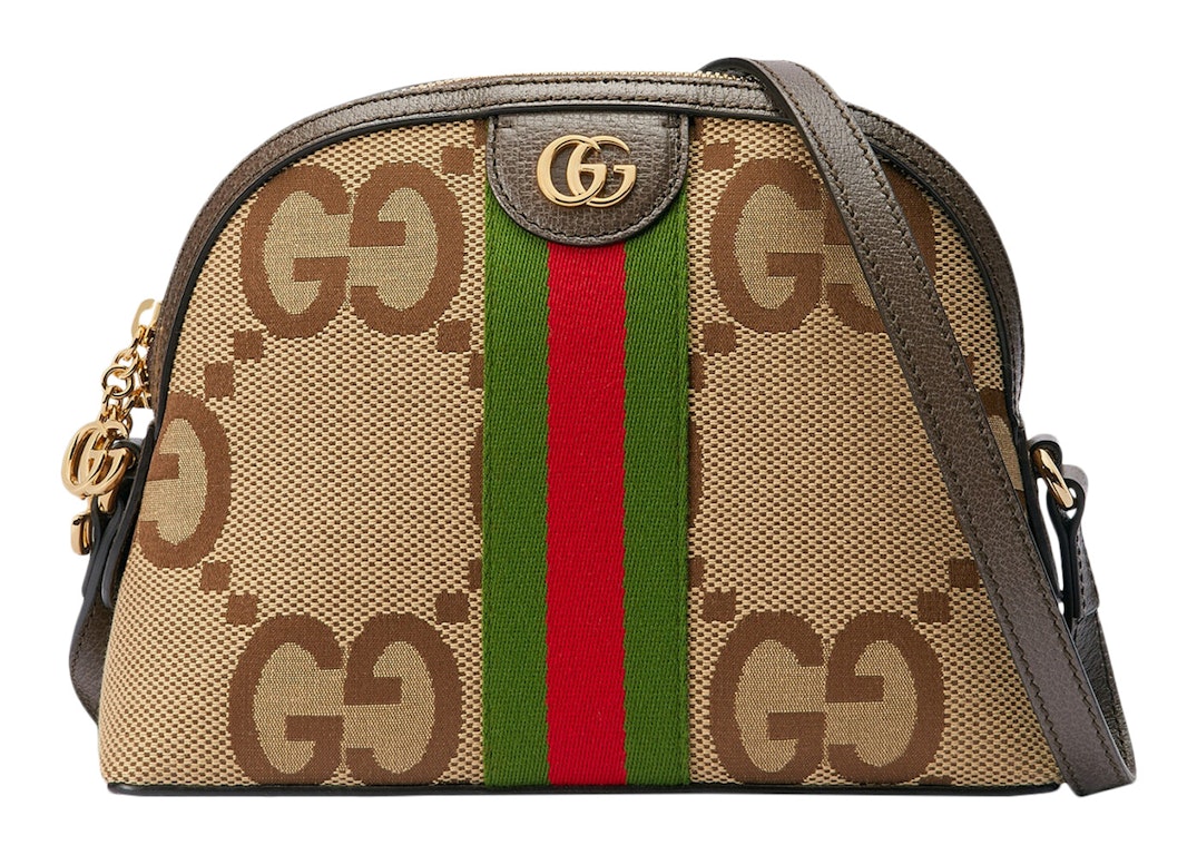Pre-owned Gucci Ophidia Shoulder Bag Small Jumbo Gg Camel/ebony/red/green