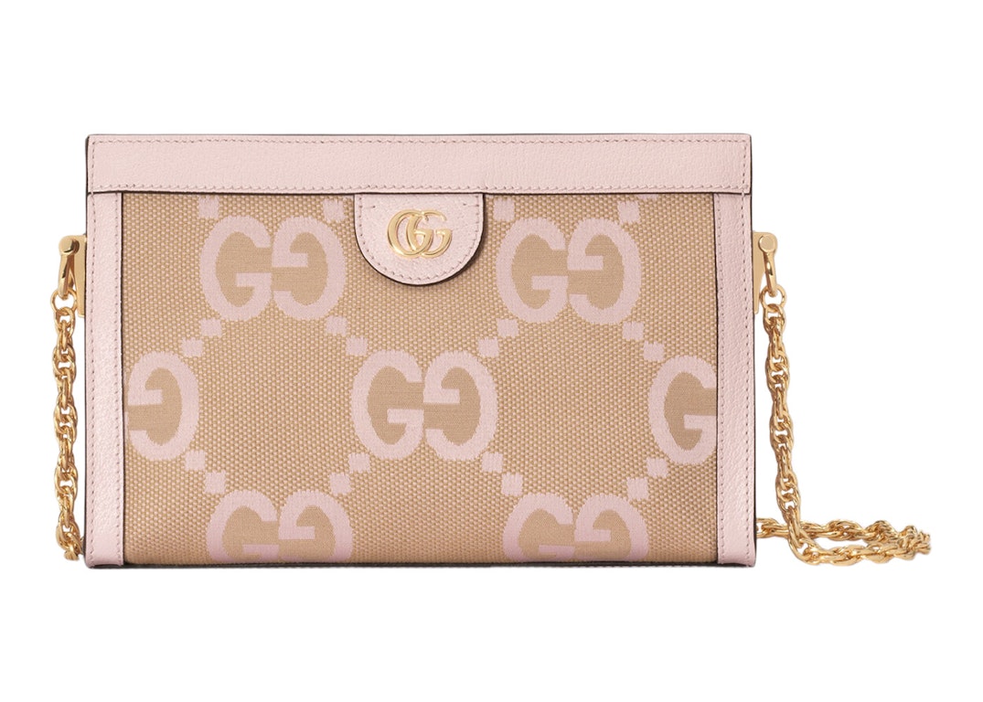 Pre-owned Gucci Ophidia Jumbo Gg Small Shoulder Bag Camel/light Pink
