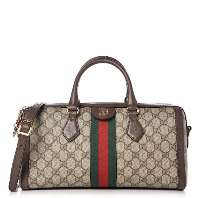 Gucci Soft Gg Supreme Duffle Bag With Web in Brown