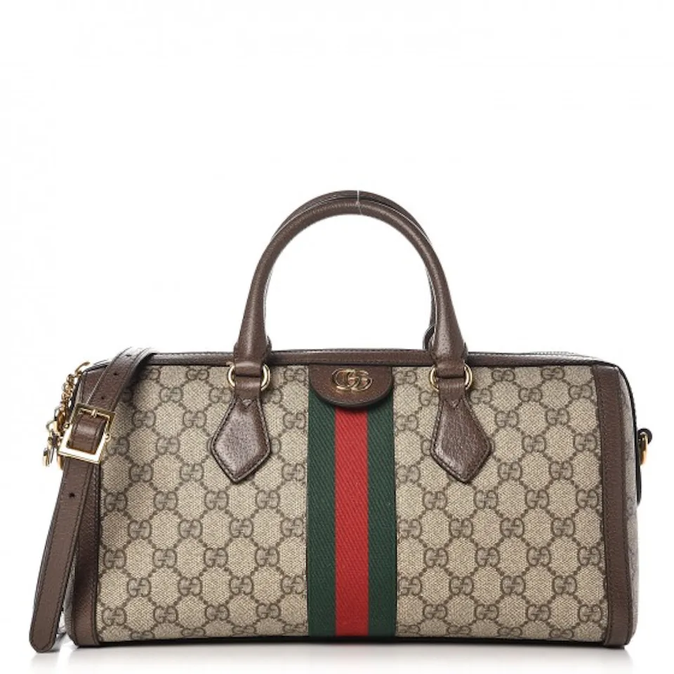 Gucci Ophidia Top Handle GG Supreme Web Medium Brown in Canvas/Leather ...