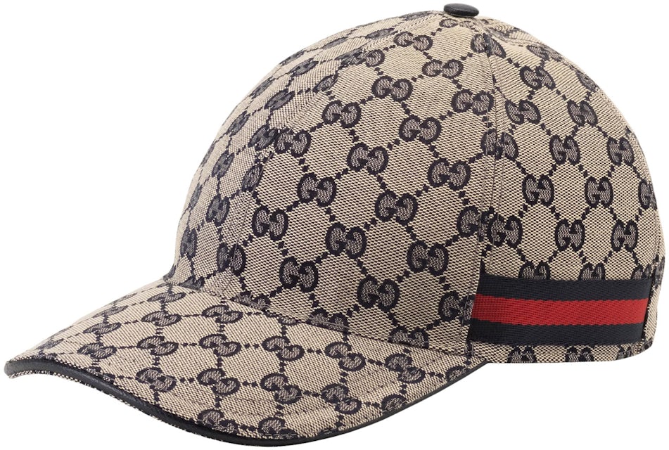 Original GG canvas baseball hat with Web in beige and blue