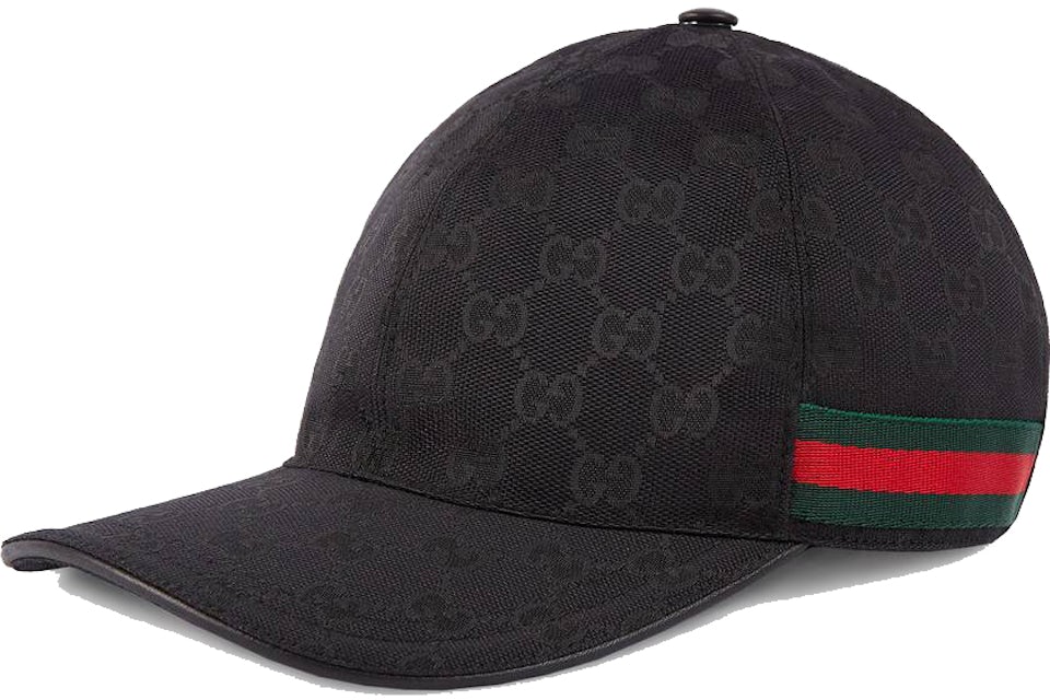 Gucci Black/Beige Canvas Logo Baseball Hat Size M