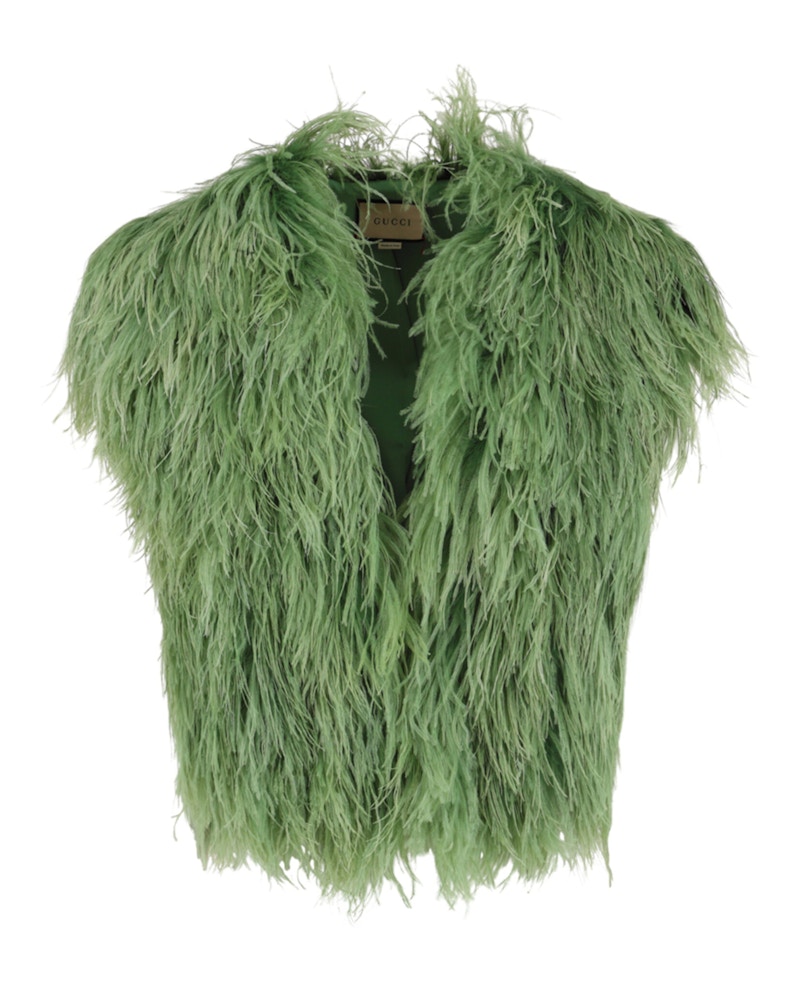 Pre-owned Gucci Men's Ostrich Feather Vest In Green
