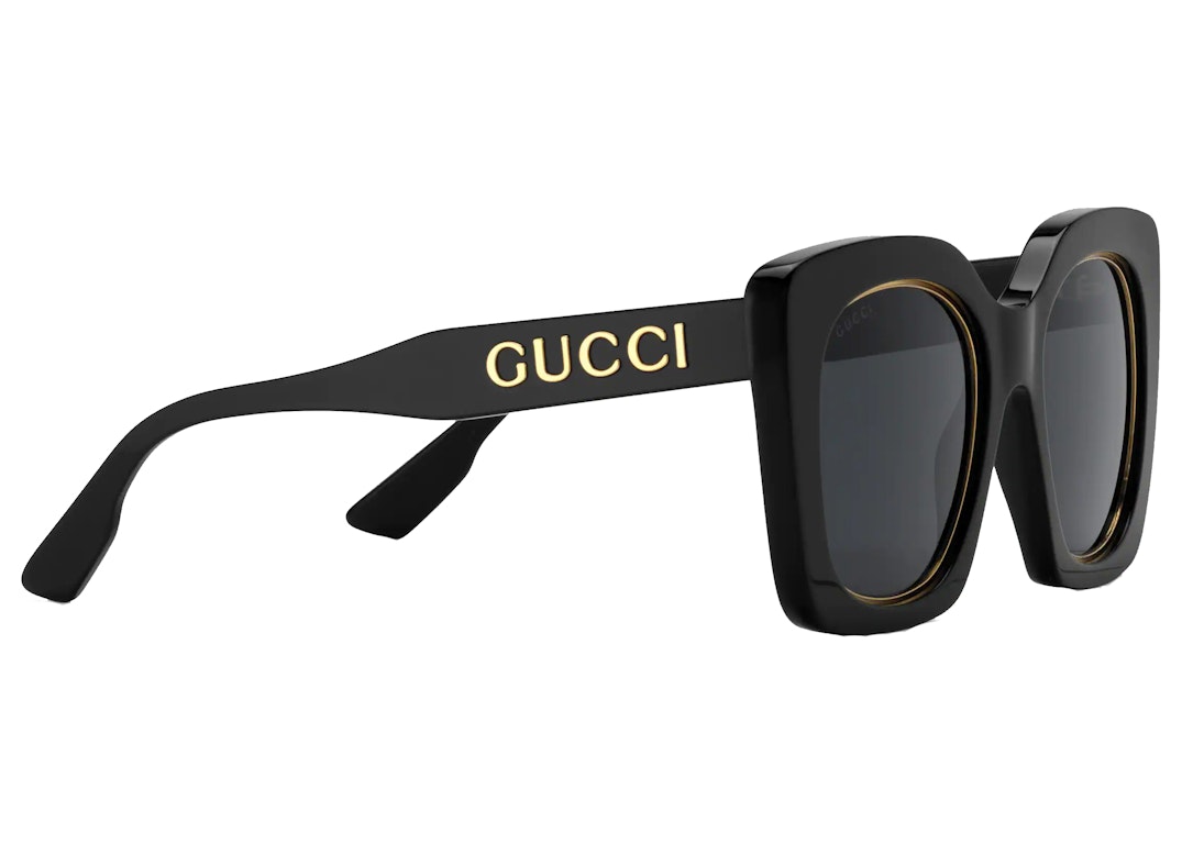 Pre-owned Gucci Oversize Square Frame Sunglasses Black