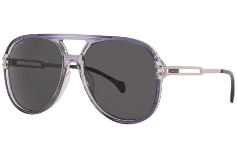 Gucci Oversized Aviator Sunglasses Grey GG1104S 001 61 in Acetate US