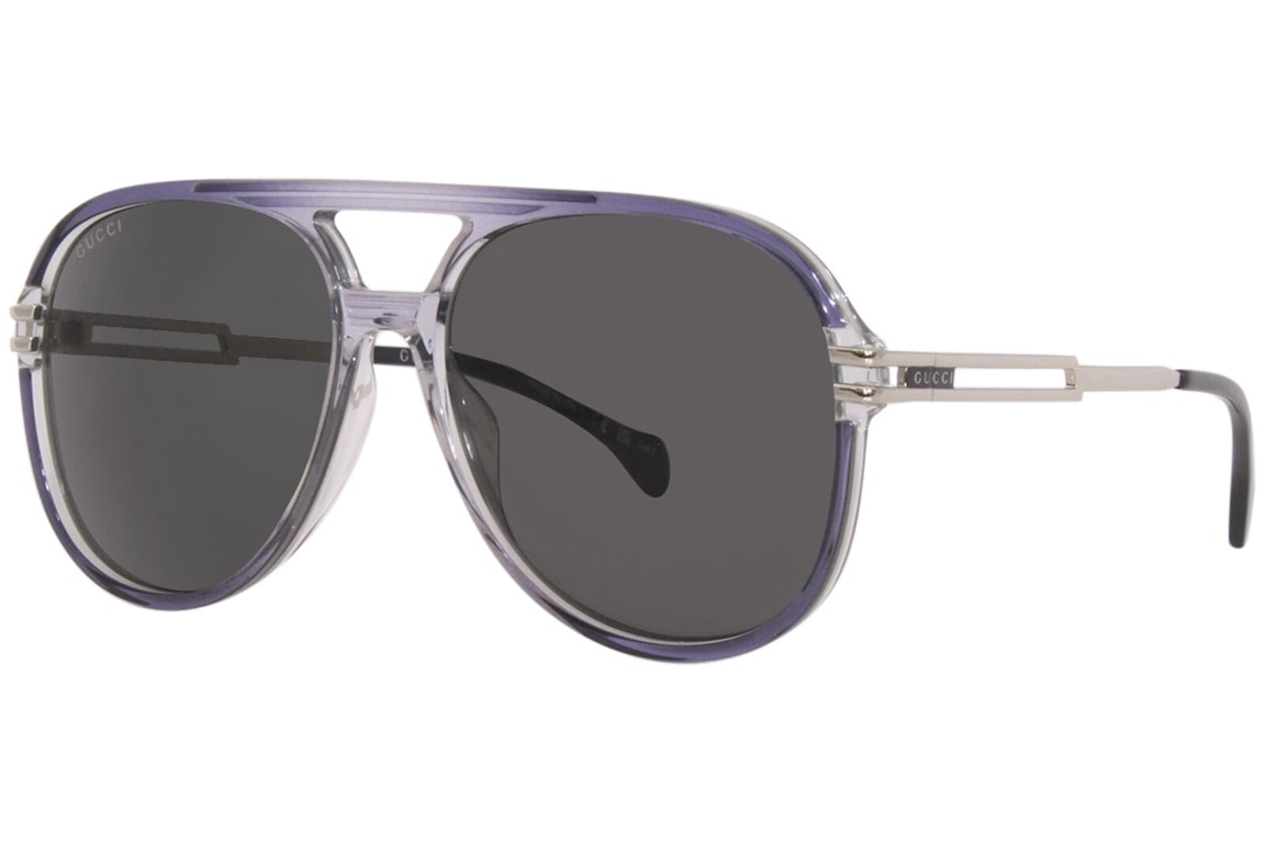 Pre-owned Gucci Oversized Aviator Sunglasses Grey (gg1104s-001-61)
