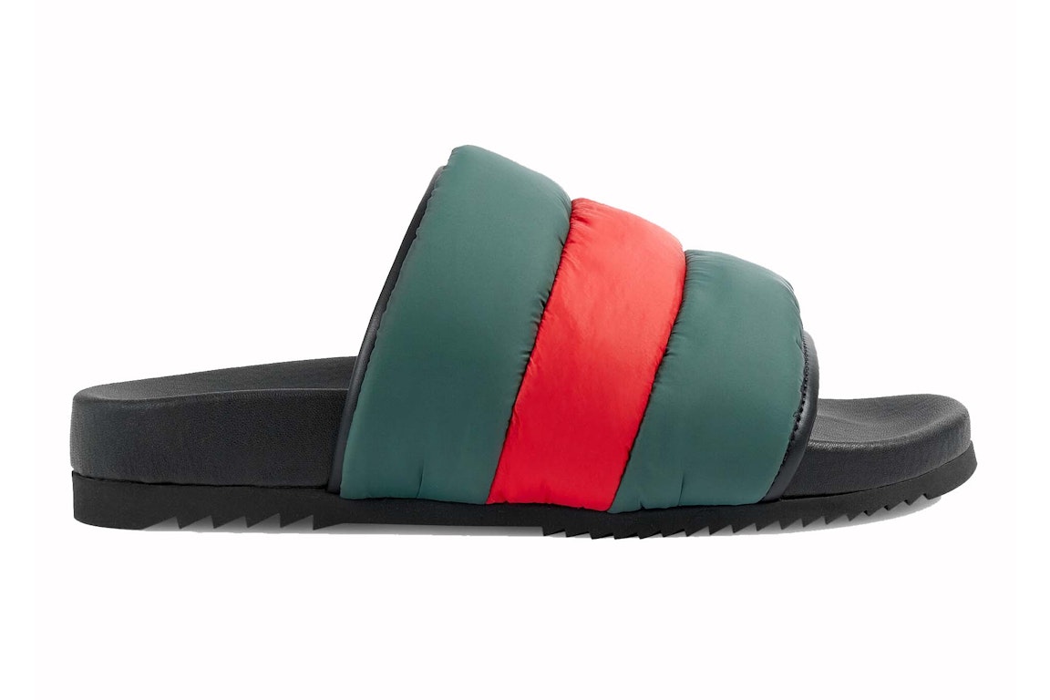 Pre-owned Gucci Padded Web Slide Green Red Web (women's) In Green/red Web