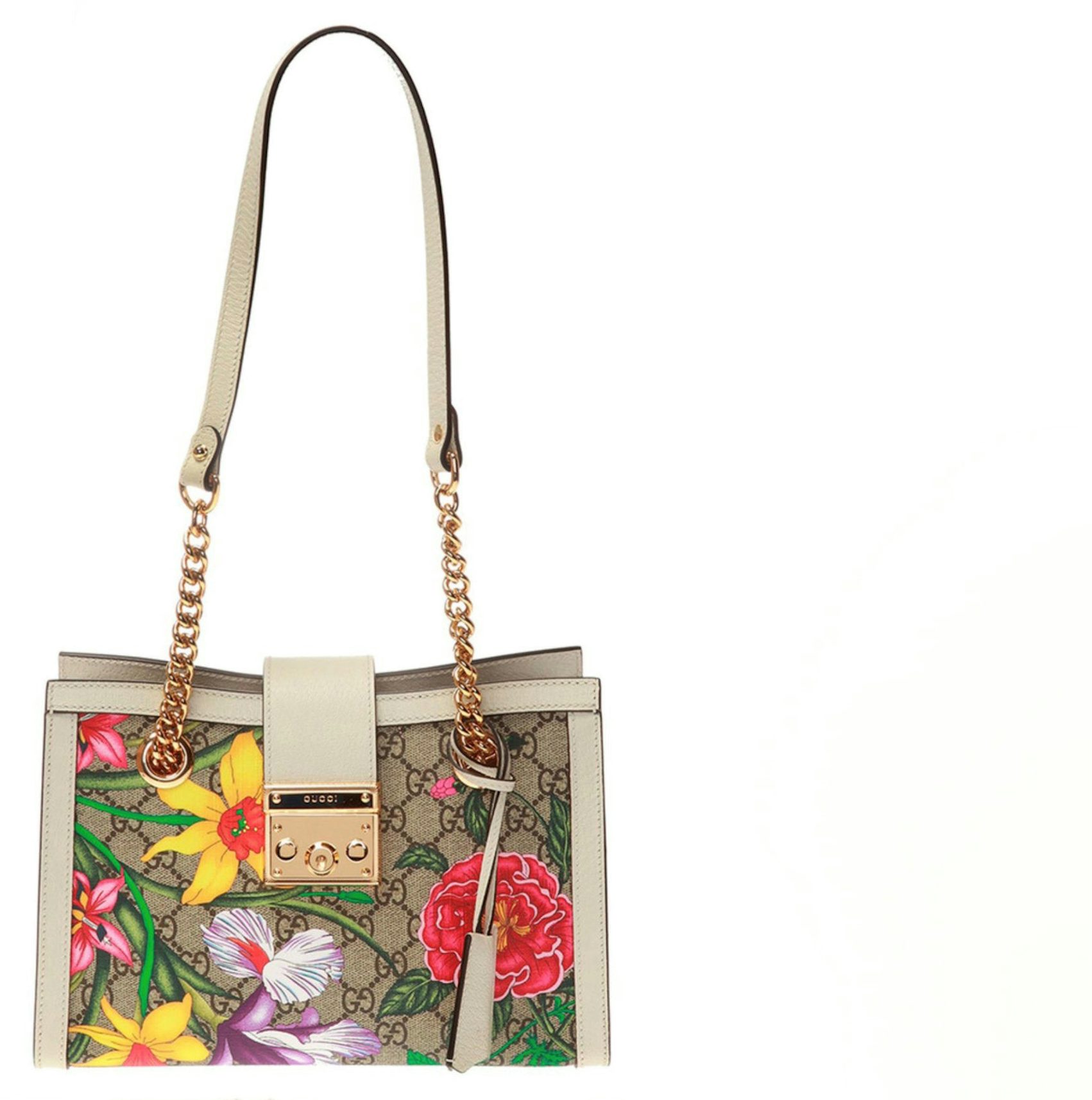 Gucci Nice Top Handle Bag in Flora Coated Canvas with Leather Trim