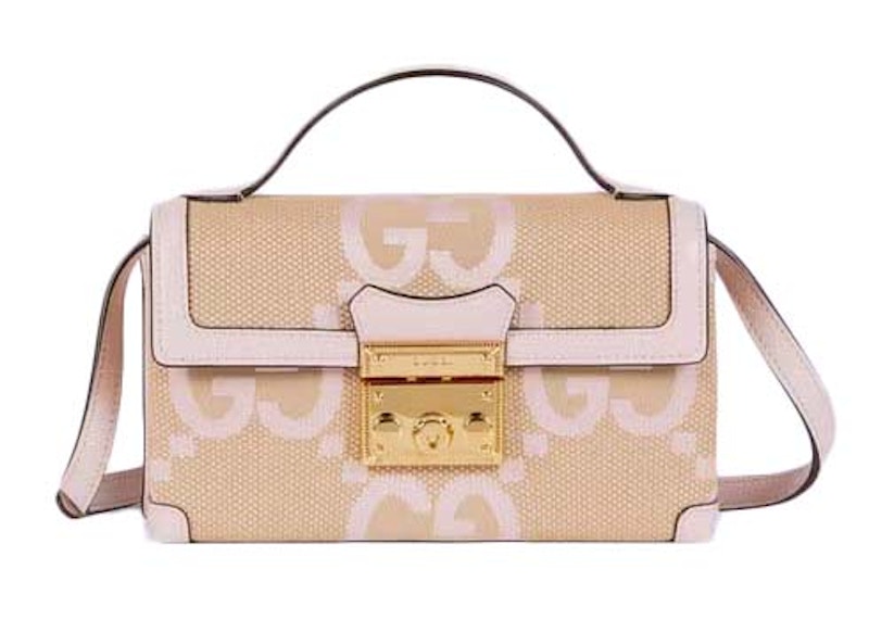 Gucci Padlock Jumbo GG Mini Bag Beige Light Pink in Canvas with