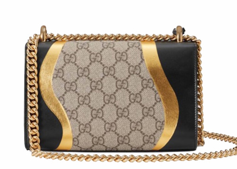 Gucci Padlock Shoulder Bag GG Supreme Small Beige/Black/Gold in Canvas