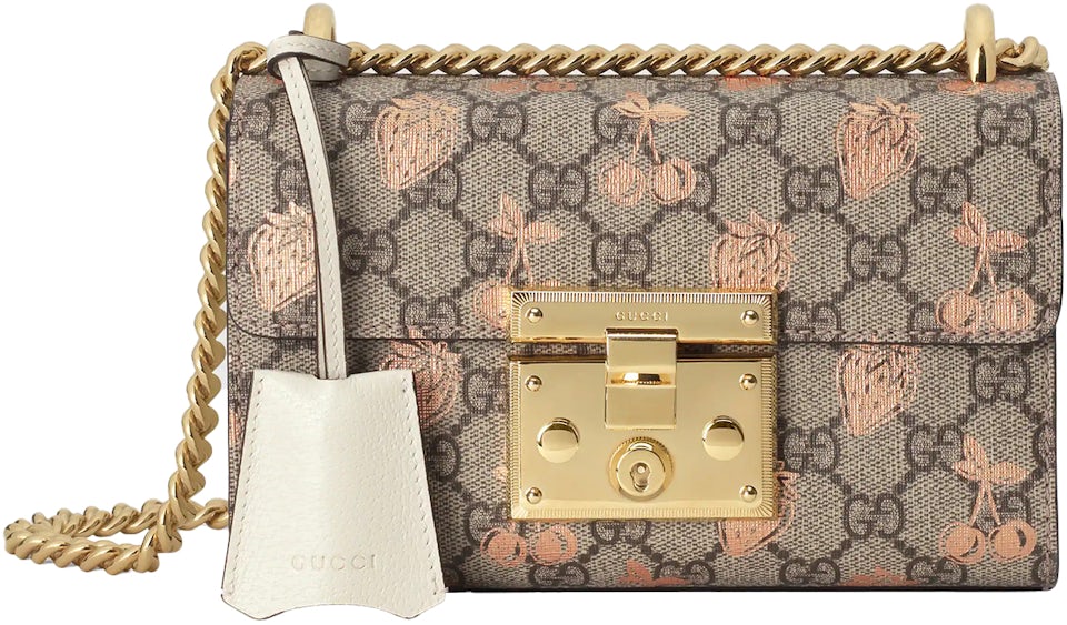 Gucci Beige/Off White GG Supreme Canvas and Leather Small Padlock Shoulder Bag  Gucci