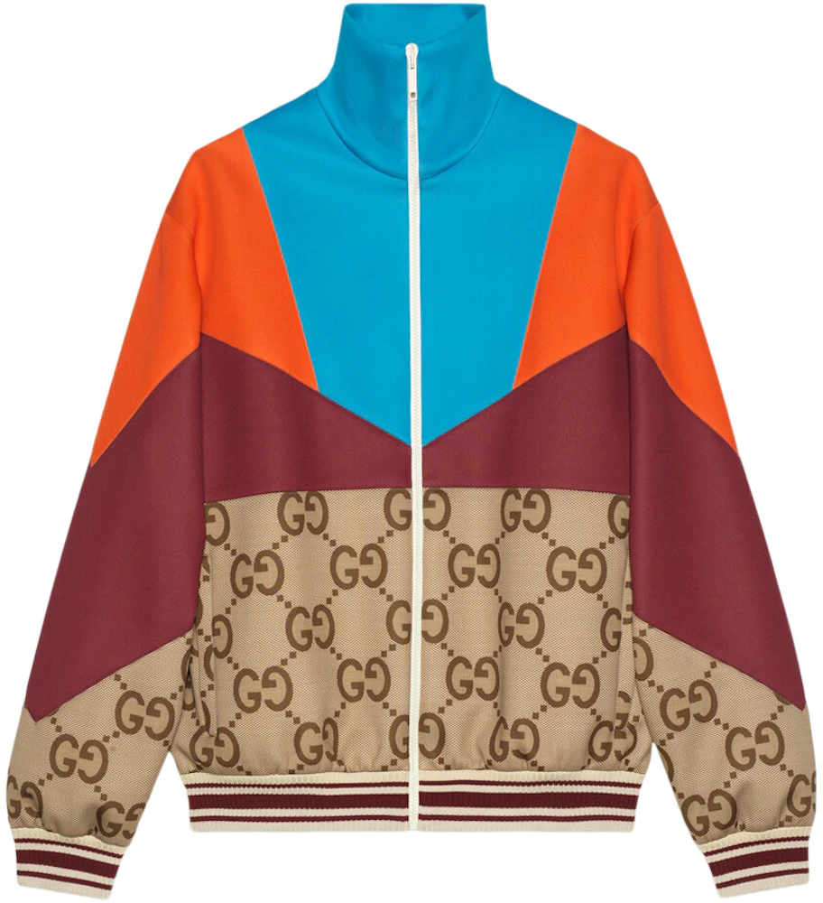 Gucci Panelled Light Weight Neoprene Zip Track Jacket Beige/Multi Men's ...