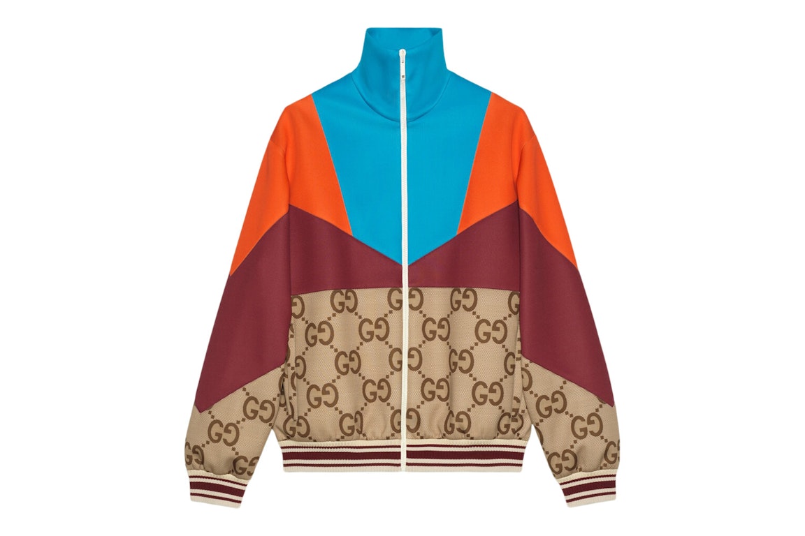 Pre-owned Gucci Panelled Light Weight Neoprene Zip Track Jacket Beige/multi