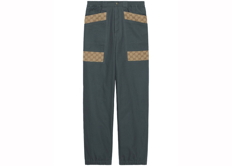 Pre-owned Gucci Men's  Panelled Monogrampattern Jeans In Ash Grey In Gray