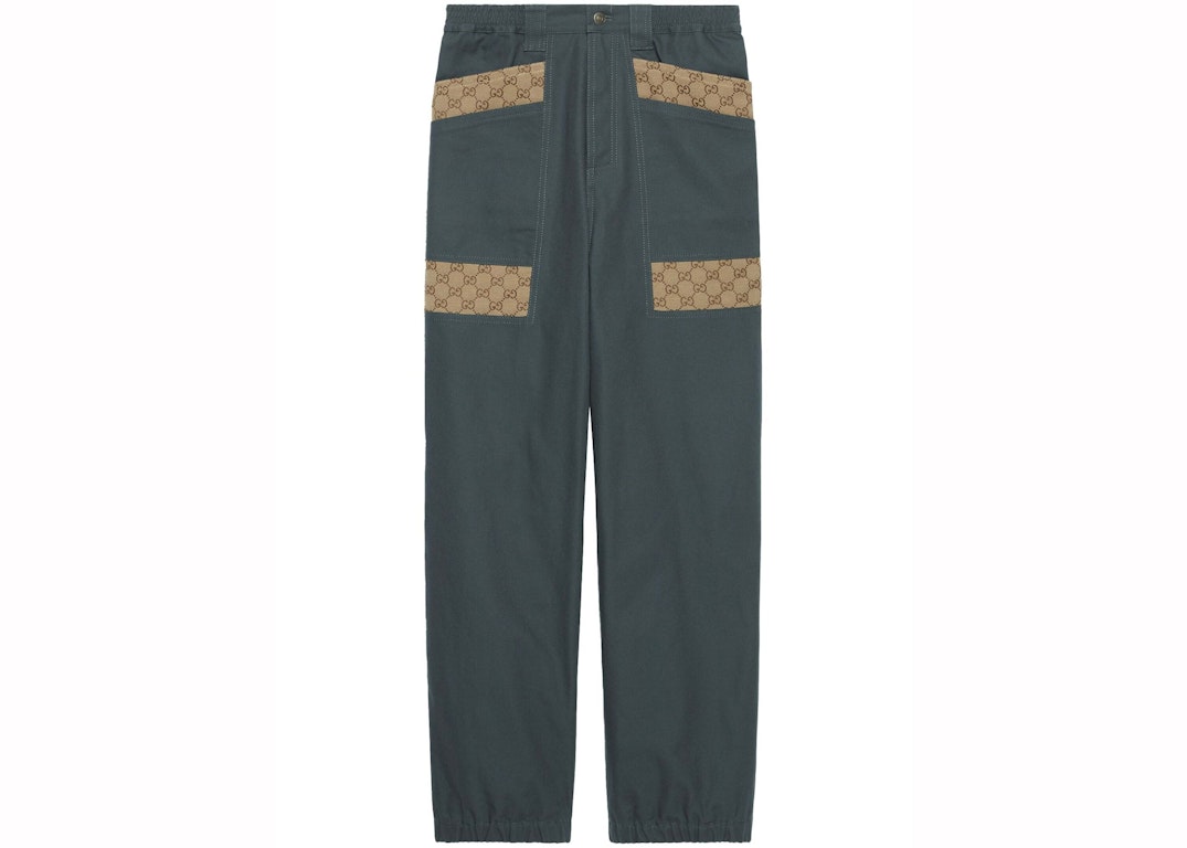 Pre-owned Gucci Panelled Monogram-pattern Jeans Ash Grey