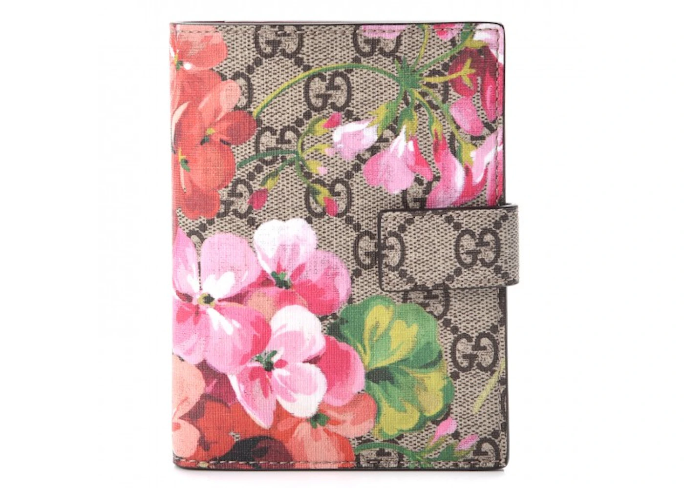 Gucci Passport Case Monogram GG Supreme Blooms Print Antique Rose