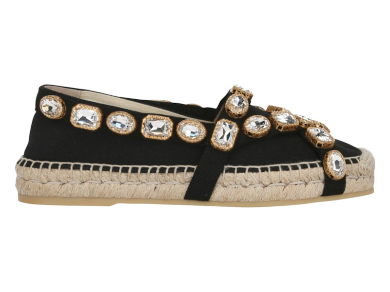 Pre-owned Gucci Pepita Espadrilles (women's) Sneakers In Black