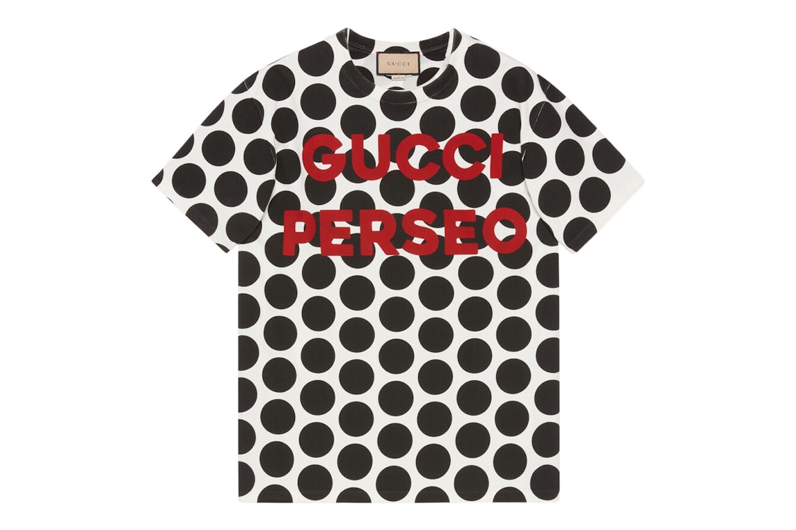 Pre-owned Gucci Perseo Polka Dot Print T-shirt Black/white