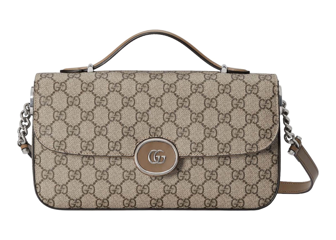 Pre-owned Gucci Petite Gg Small Shoulder Bag Beige/ebony