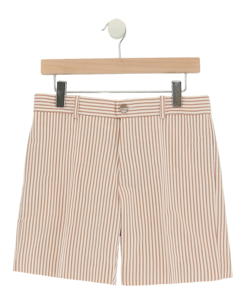 Pre-owned Gucci Pinstriped Silkblend Shorts In White