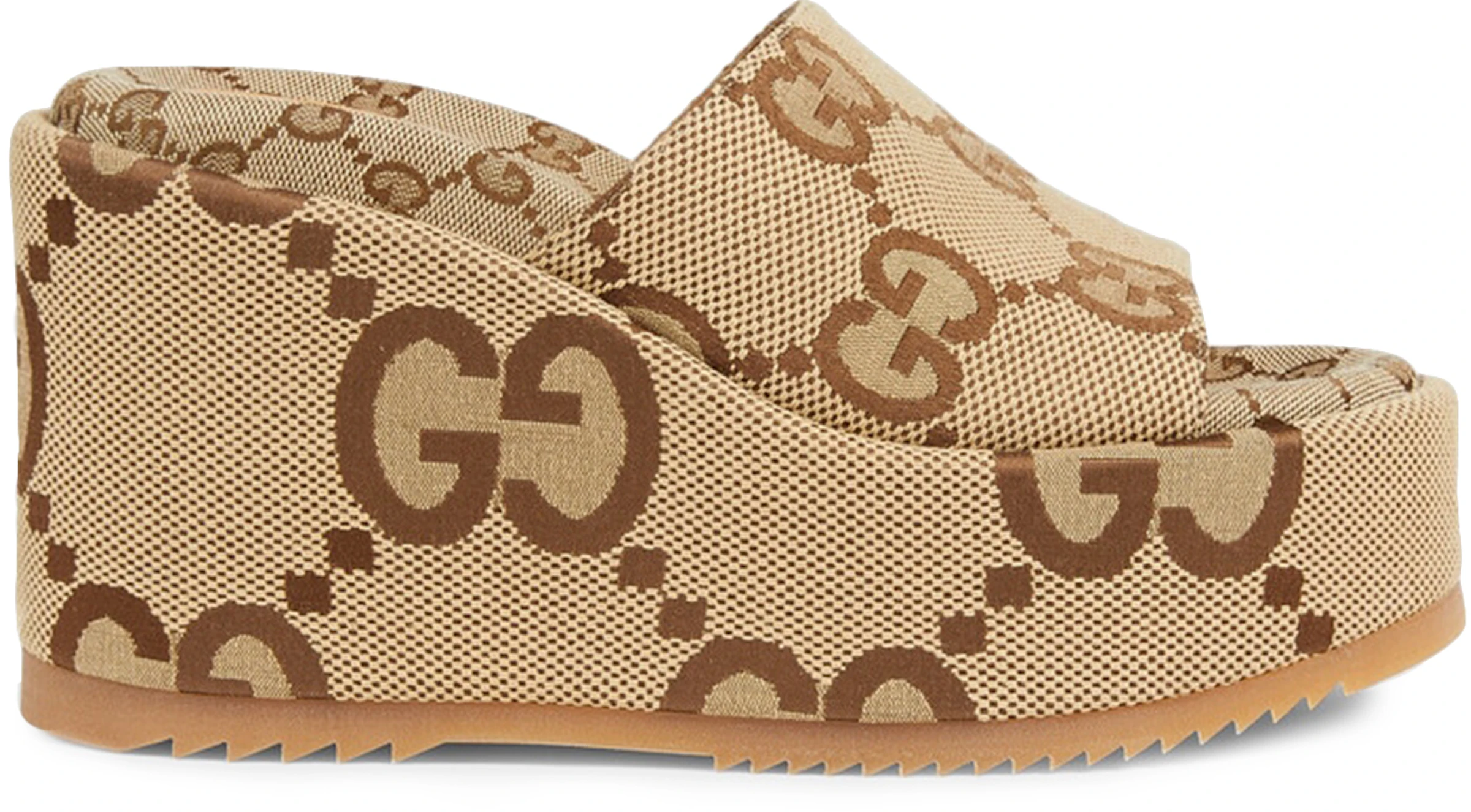 Gucci 105mm Platform Slide Sandal Beige GG Canvas - 674761 UKO00 2580 - US
