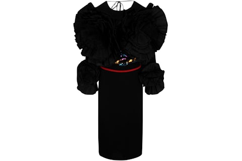 Gucci Pleated Flower Long Sleeve Dress Black - US Gucci Pleated Flower Long Sleeve Dress Black - US