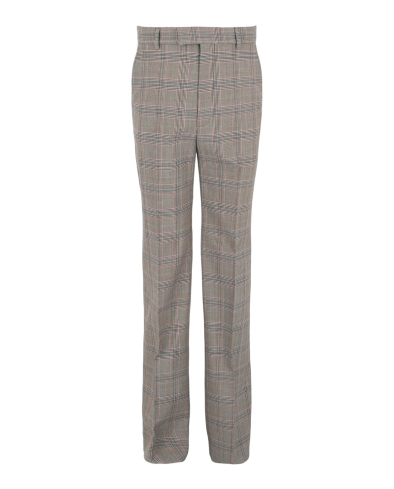 Pre-owned Gucci Men's  Prince Of Wales Wool Check Pants In Grey In Gray