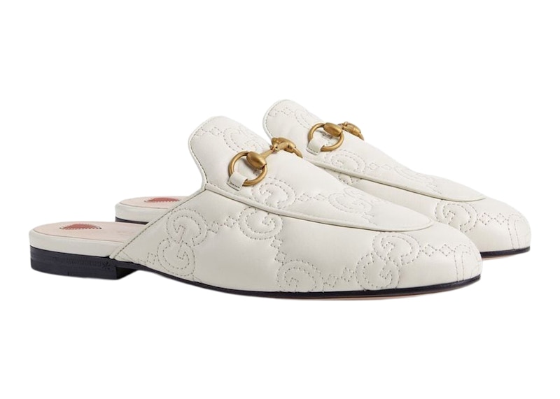 Gucci princetown embroidered leather best sale slipper white