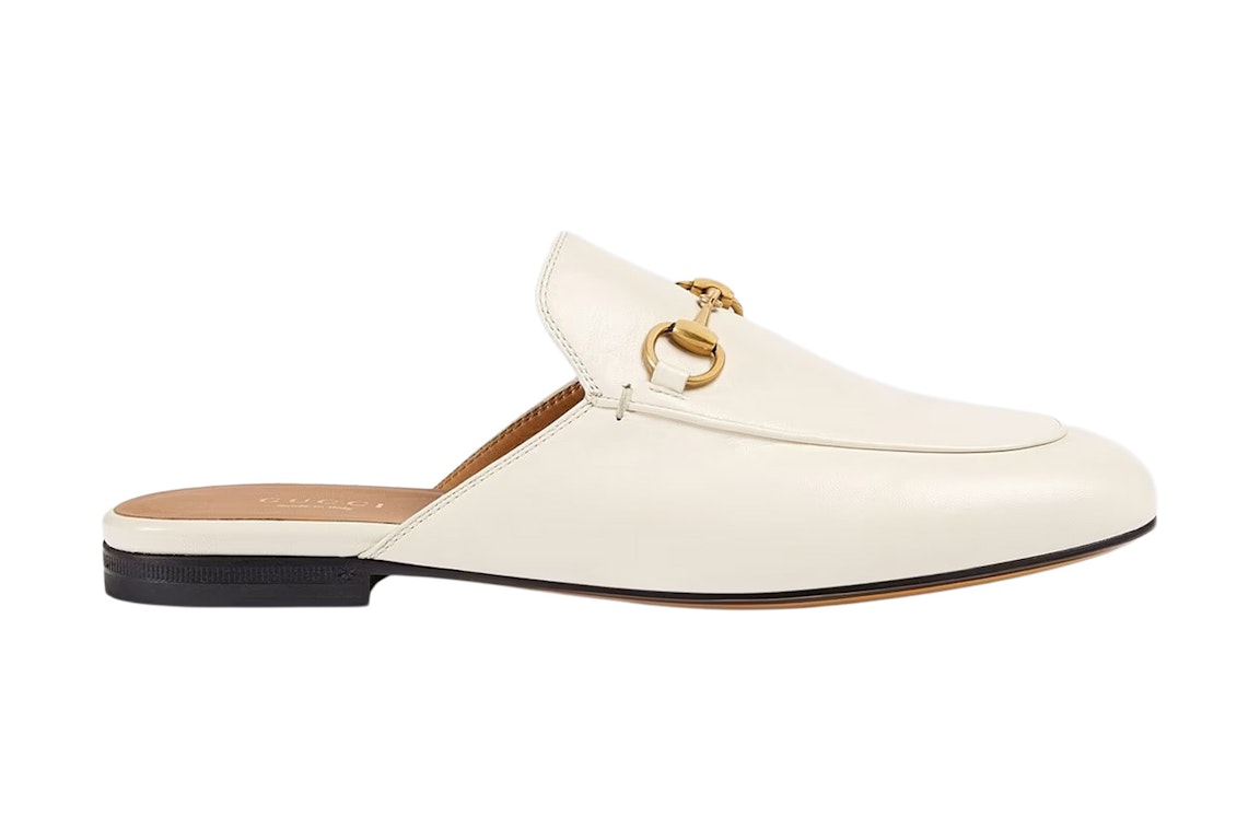 Pre-owned Gucci Princetown Slipper White Leather In White/gold