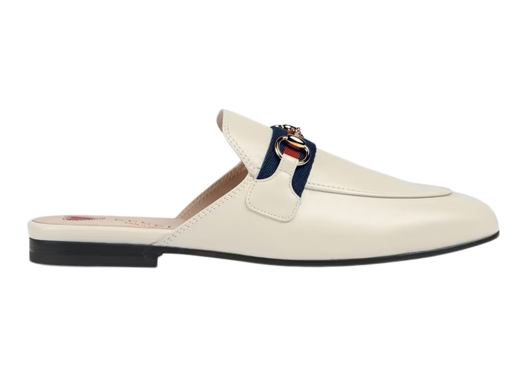 Pre-owned Gucci Princetown Slipper White Web Leather In White/blue/red
