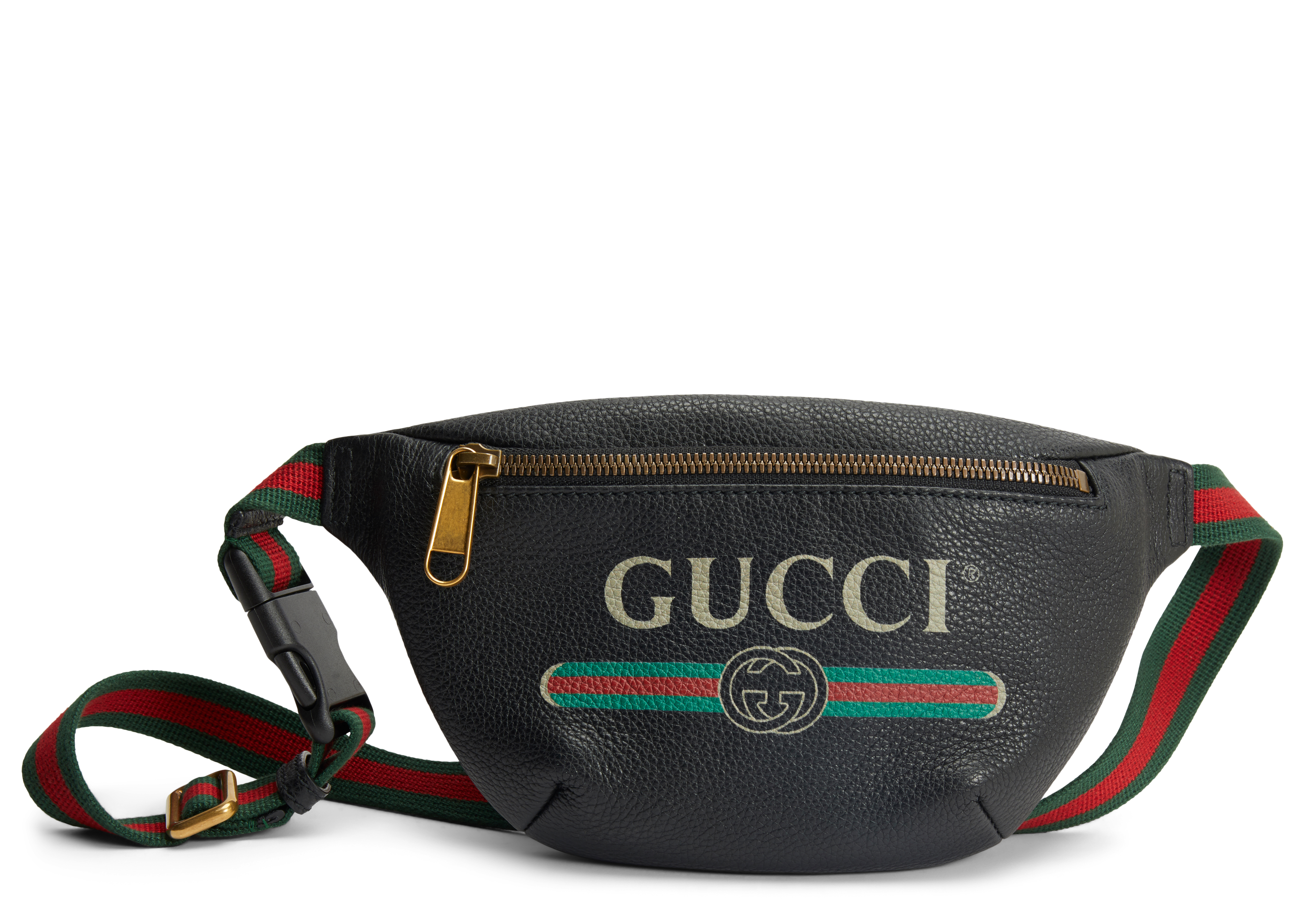 Gucci Print Belt Bag Vintage Logo Small Black in Leather with