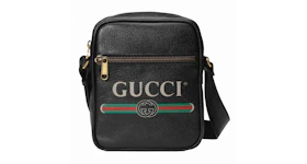 Gucci Print Messenger Bag Vintage Logo Black