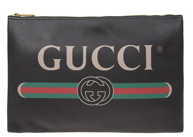 gucci print leather