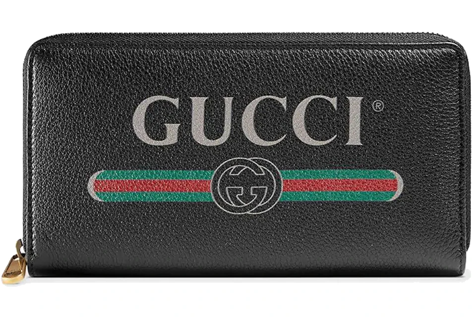 Gucci Print Zip Around Wallet Black