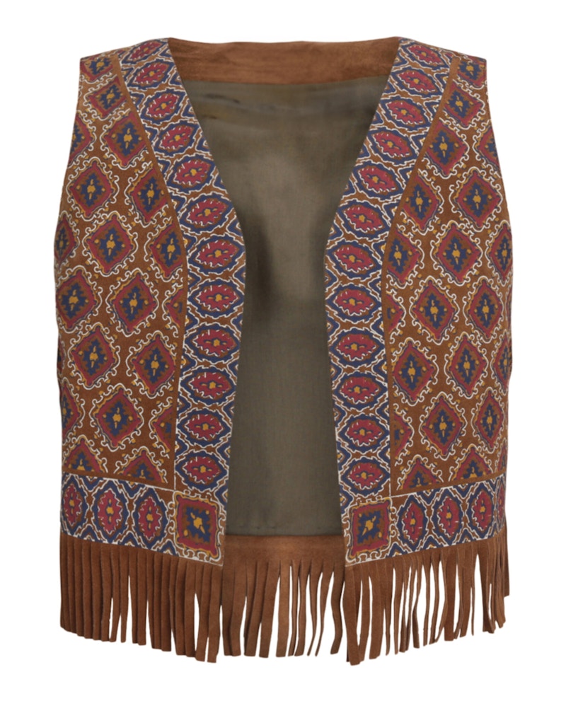 Pre-owned Gucci Men's  Printed Suede Vest In Medium Brown