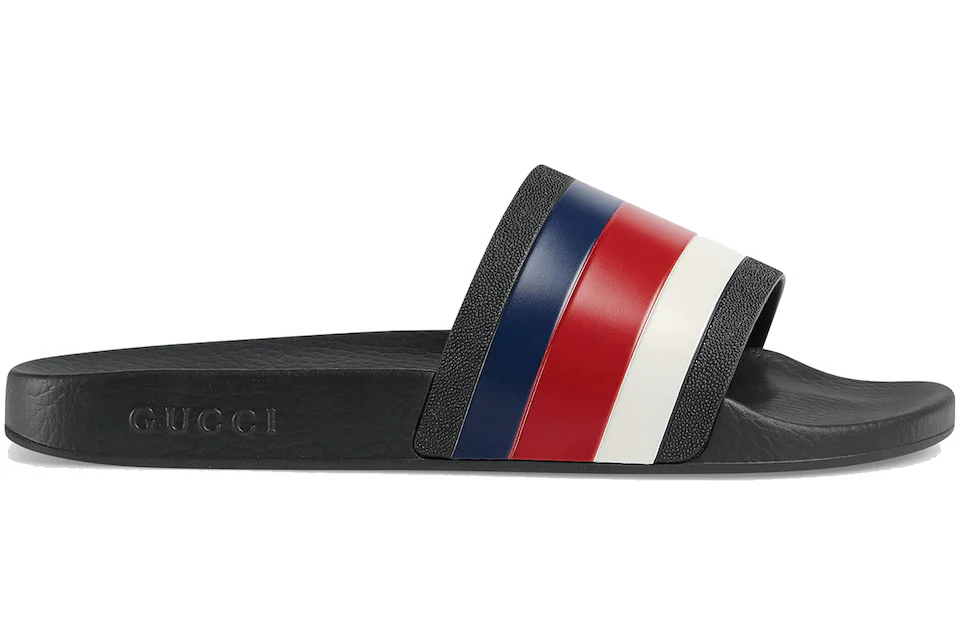 Gucci Pursuit Pool Slides Blue White Stripe