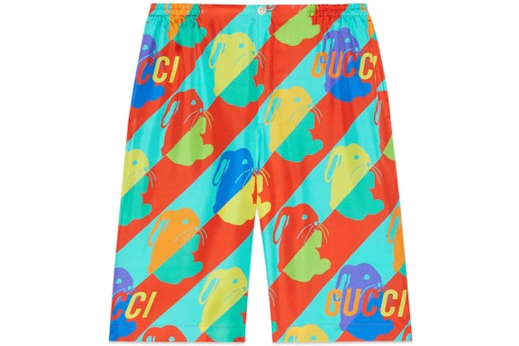 Gucci Rabit Bedruckte Seiden-Twill Shorts Multi